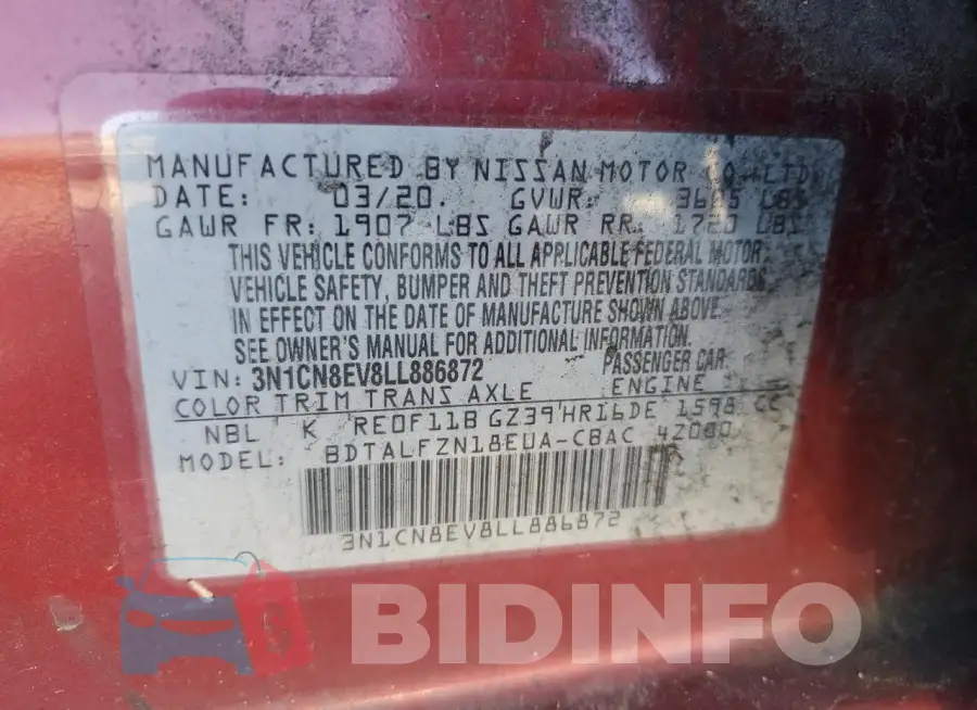 3N1CN8EV8LL886872 Photo# 13
