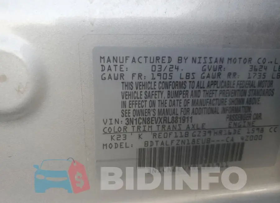 3N1CN8EVXRL881911 Photo# 12