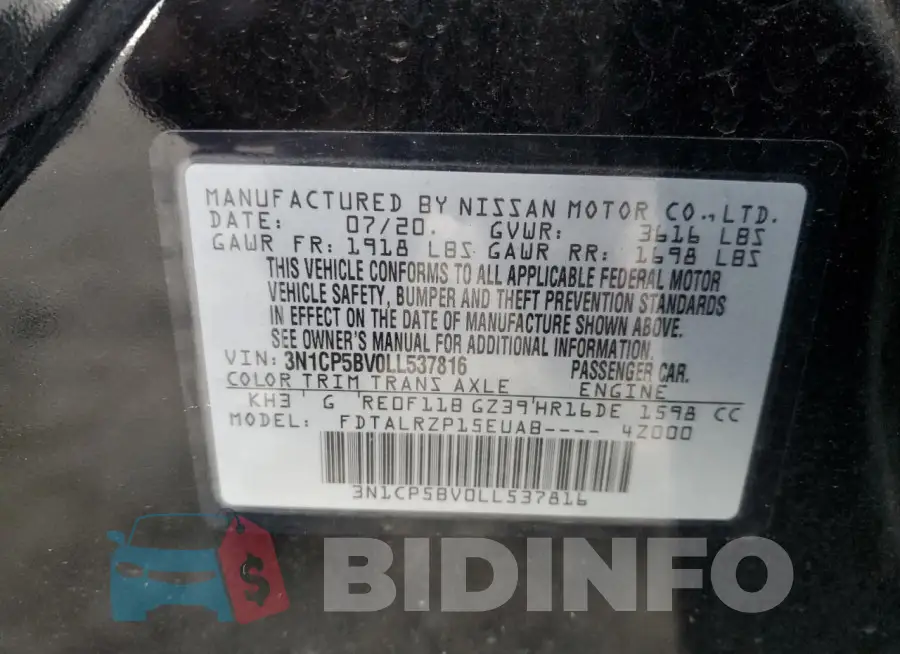 3N1CP5BV0LL537816 Photo# 13