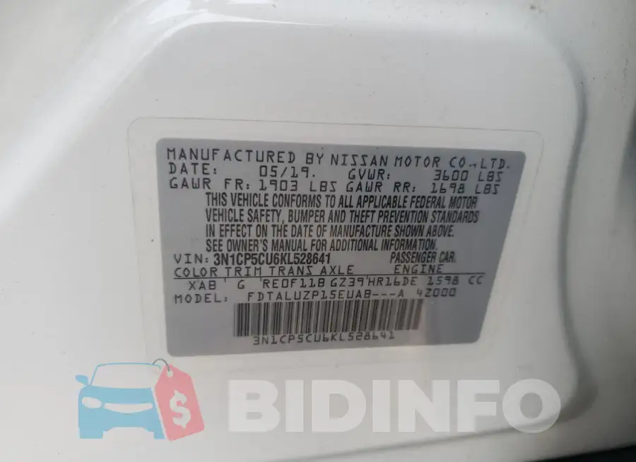 3N1CP5CU6KL528641 Photo# 13