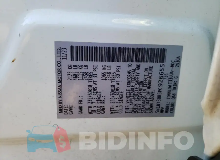 5N1BT3BB3PC926655 Photo# 14