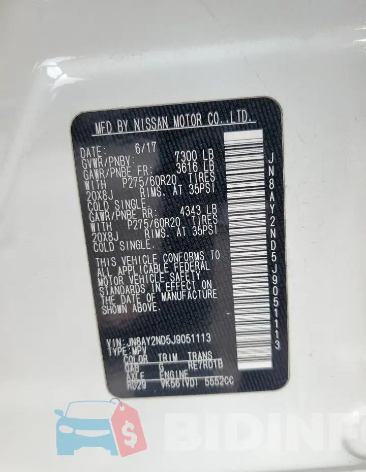 JN8AY2ND5J9051113 Photo# 12