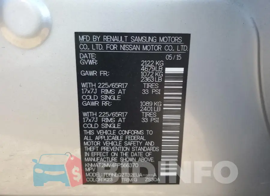 KNMAT2MV4FP566370 Photo# 13