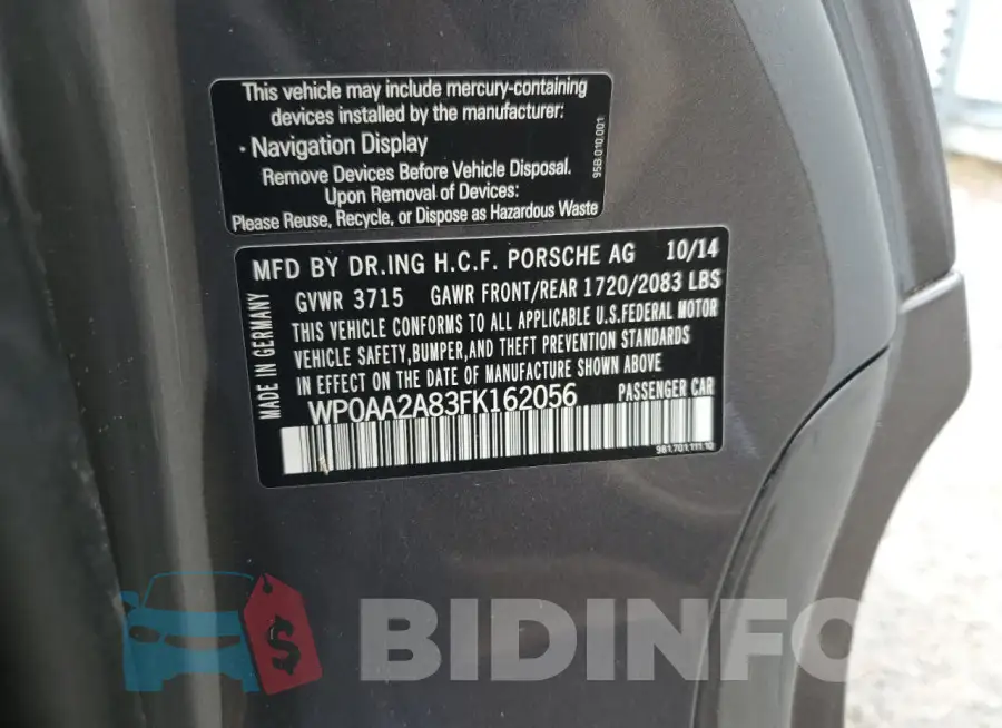 WP0AA2A83FK162056 Photo# 13