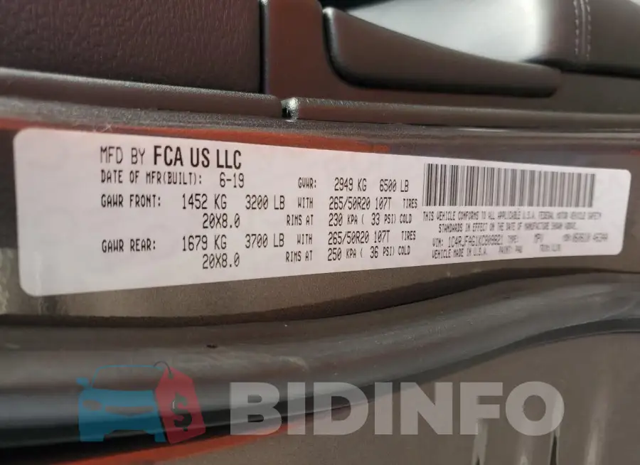 1C4RJFAG1KC809821 Photo# 14