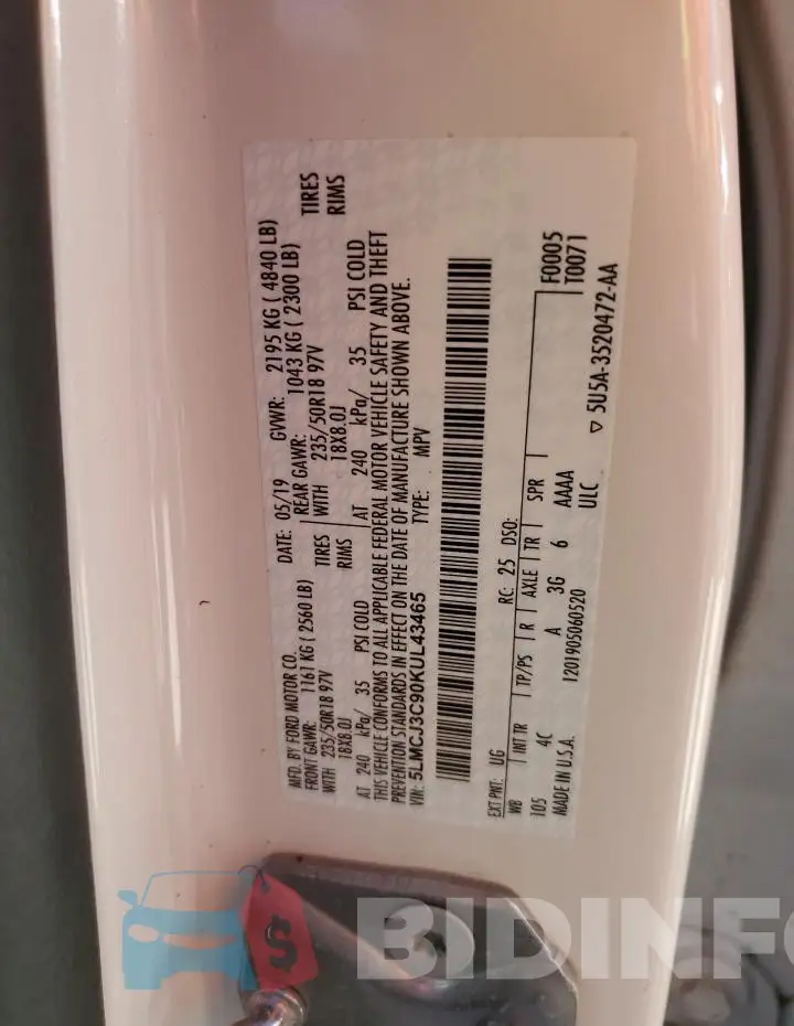 5LMCJ3C90KUL43465 Photo# 14