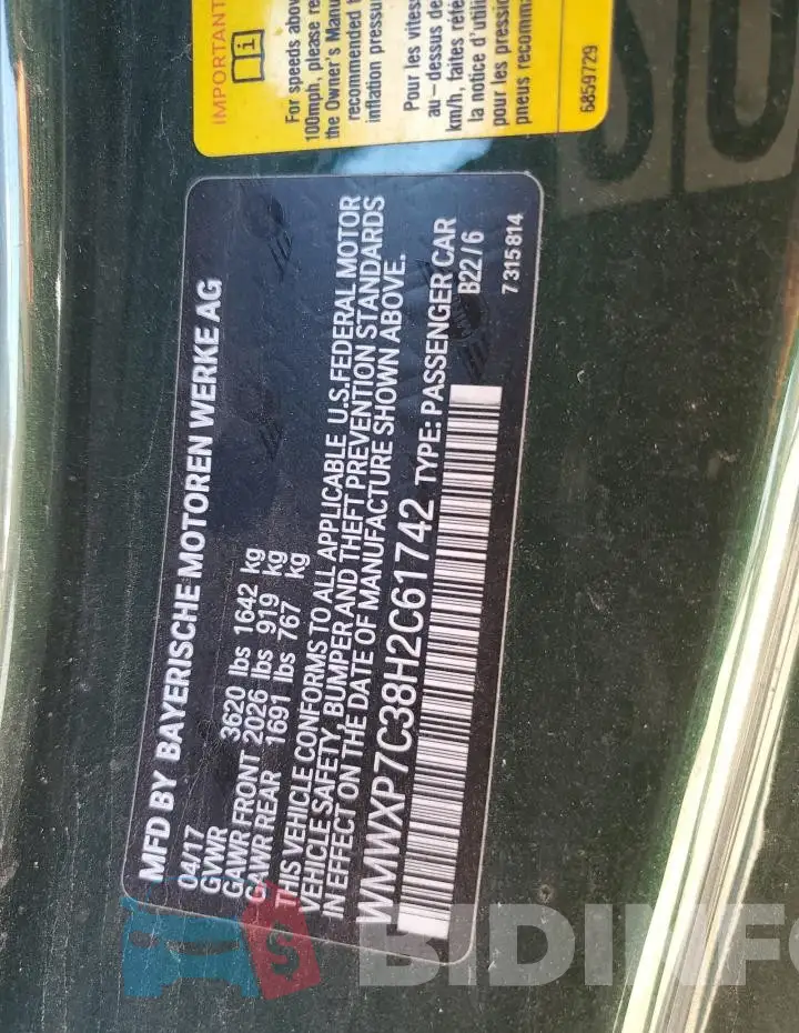 WMWXP7C38H2C61742 Photo# 12