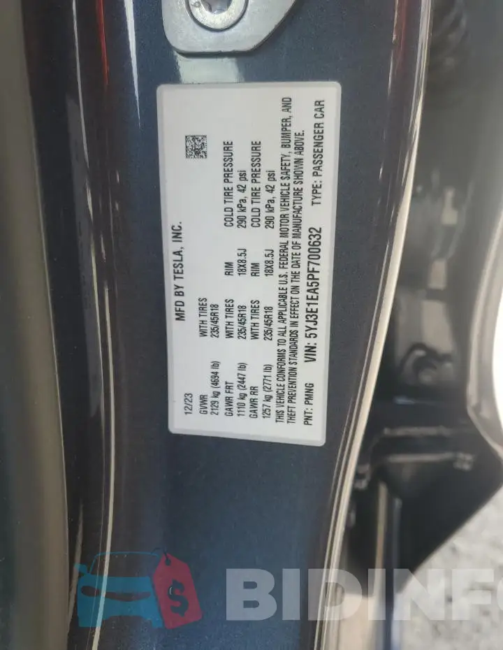 5YJ3E1EA5PF700632 Photo# 14