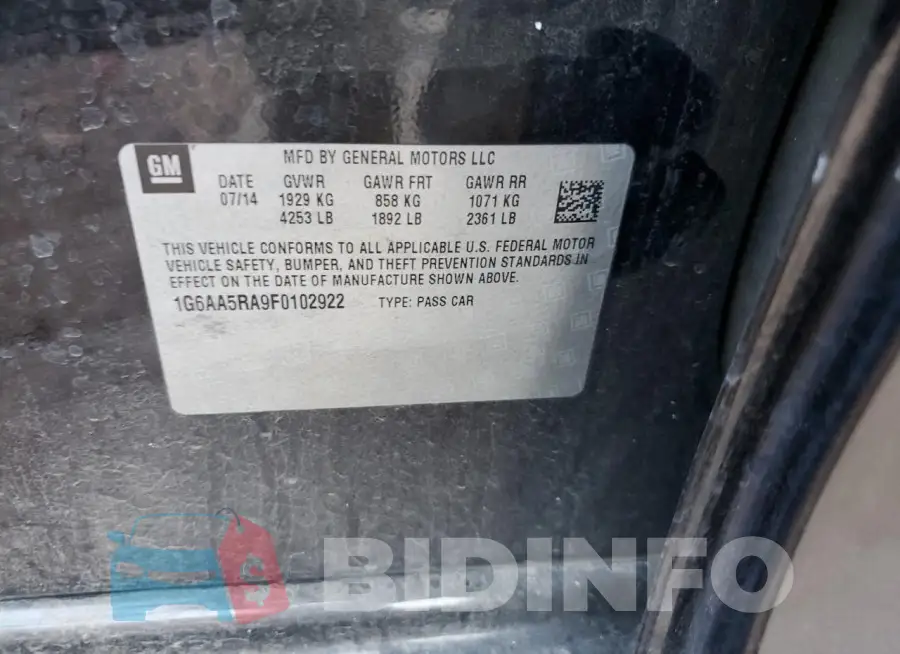 1G6AA5RA9F0102922 Photo# 12