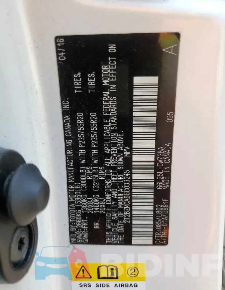 2T2BZMCA9GC033245 Photo# 13