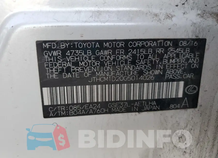 JTHCM1D20G5014026 Photo# 12