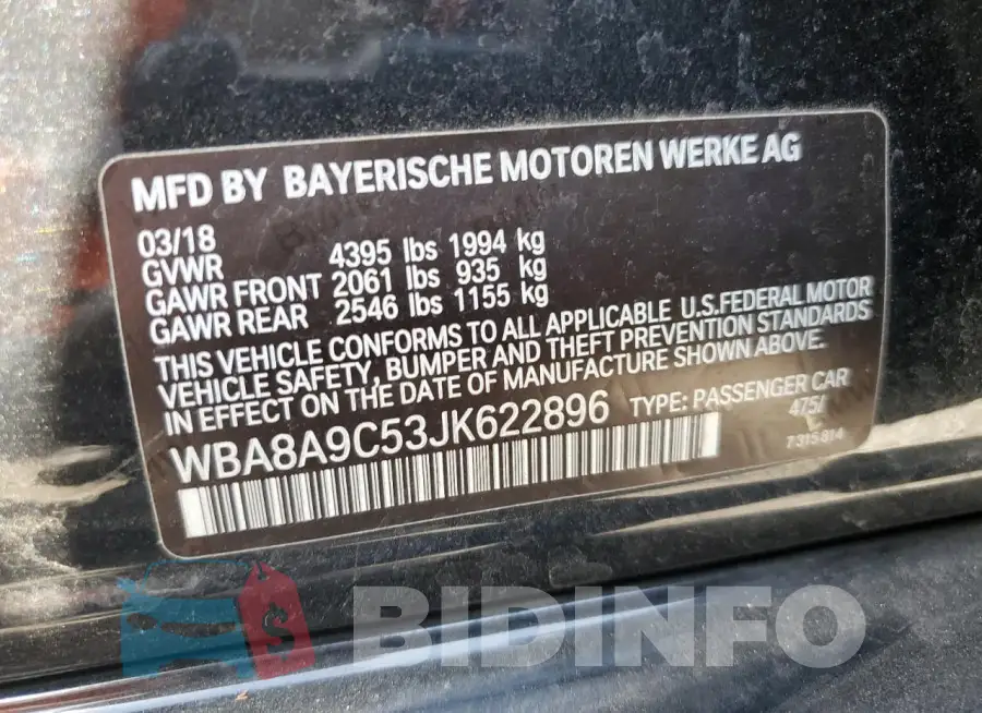 WBA8A9C53JK622896 Photo# 12