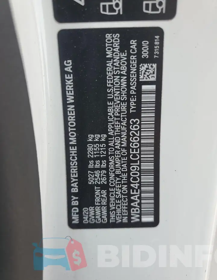 WBAAE4C09LCE66263 Photo# 12