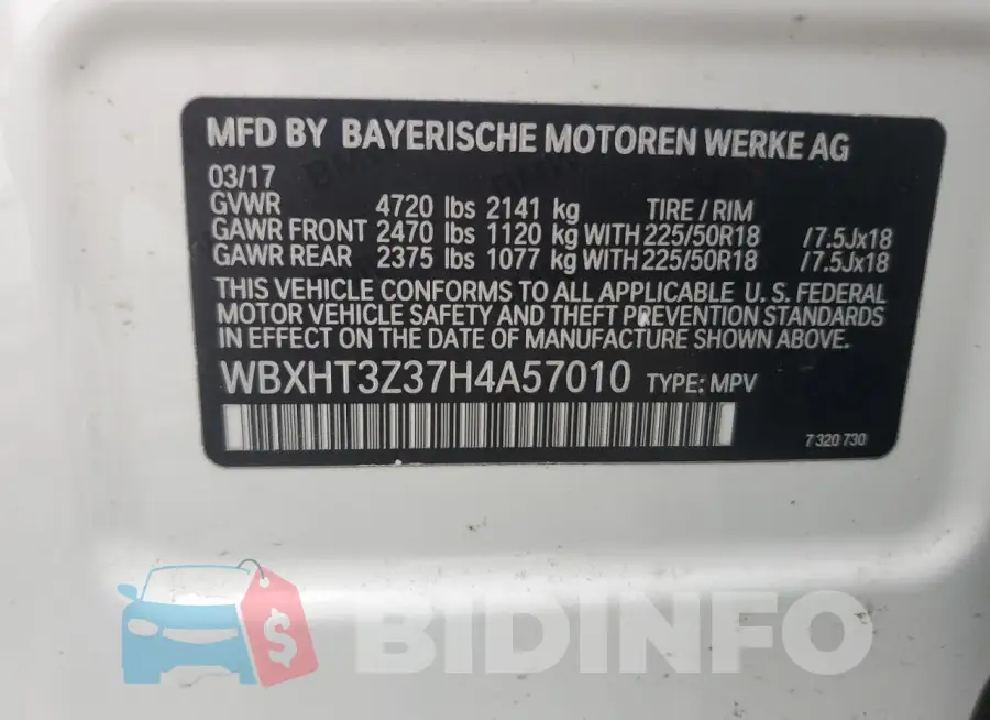 WBXHT3Z37H4A57010 Photo# 13