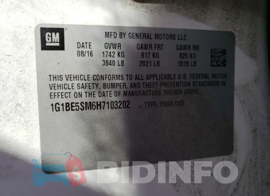 1G1BE5SM6H7103202 Photo# 12