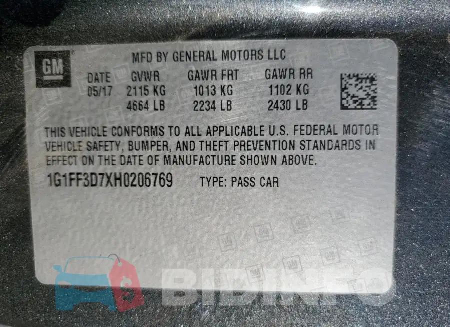 1G1FF3D7XH0206769 Photo# 12