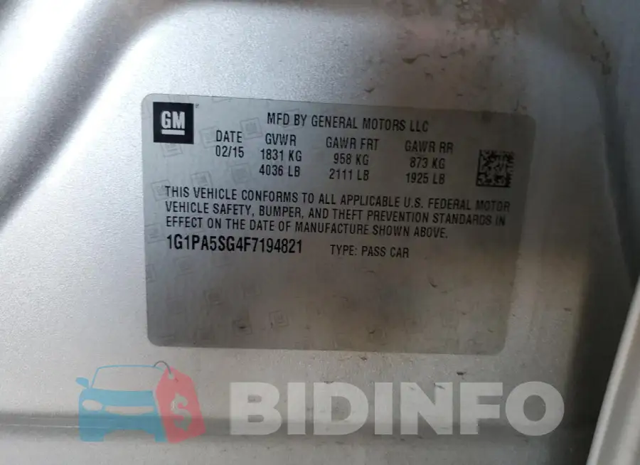 1G1PA5SG4F7194821 Photo# 13