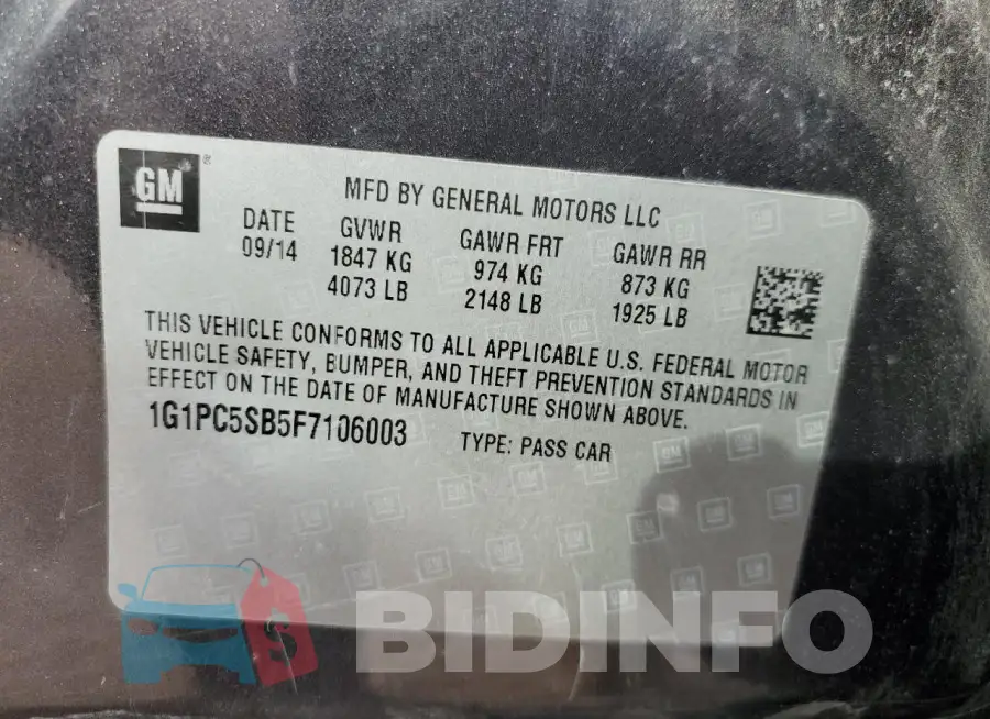 1G1PC5SB5F7106003 Photo# 12