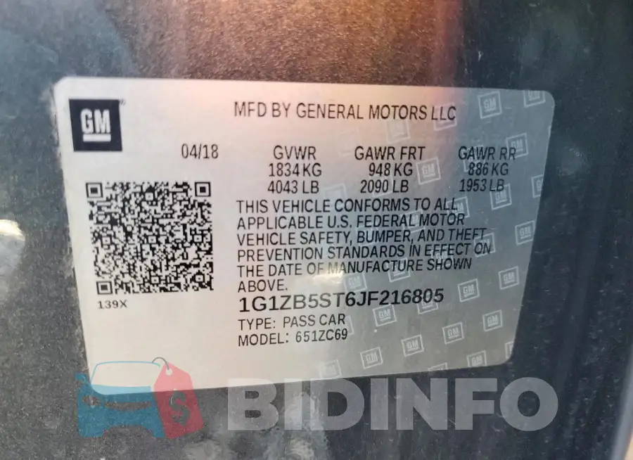 1G1ZB5ST6JF216805 Photo# 12