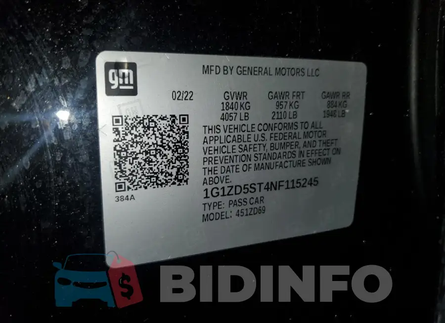 1G1ZD5ST4NF115245 Photo# 13