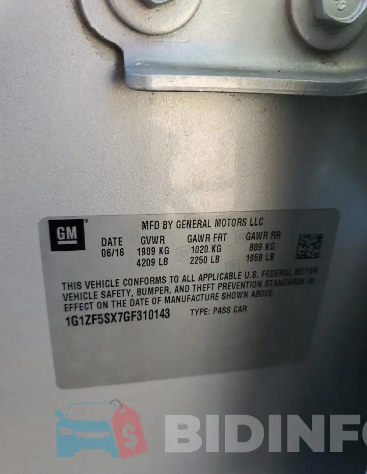 1G1ZF5SX7GF310143 Photo# 12
