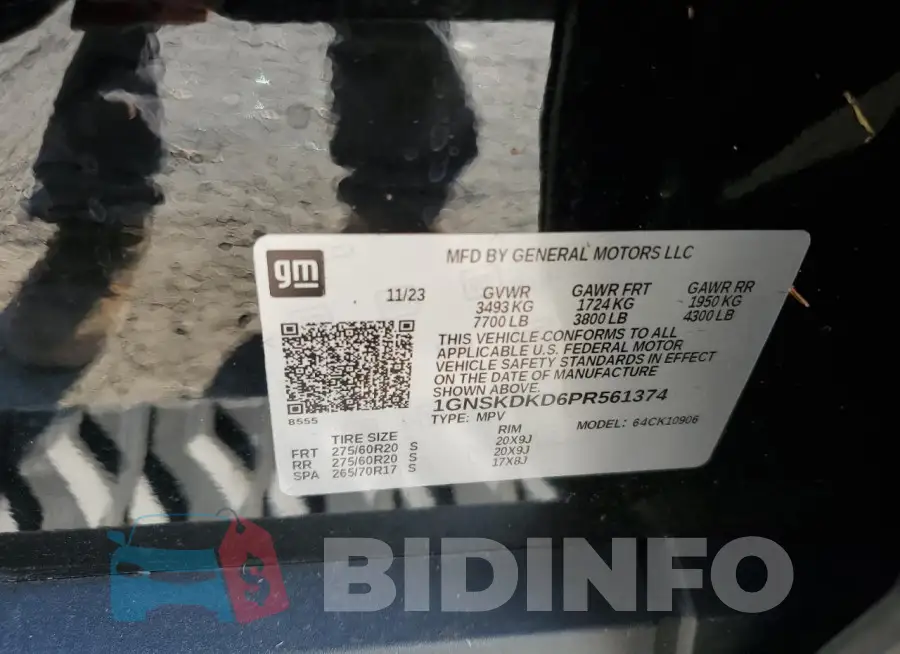 1GNSKDKD6PR561374 Photo# 14