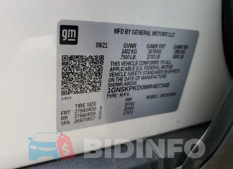 1GNSKPKD0MR487348 Photo# 12