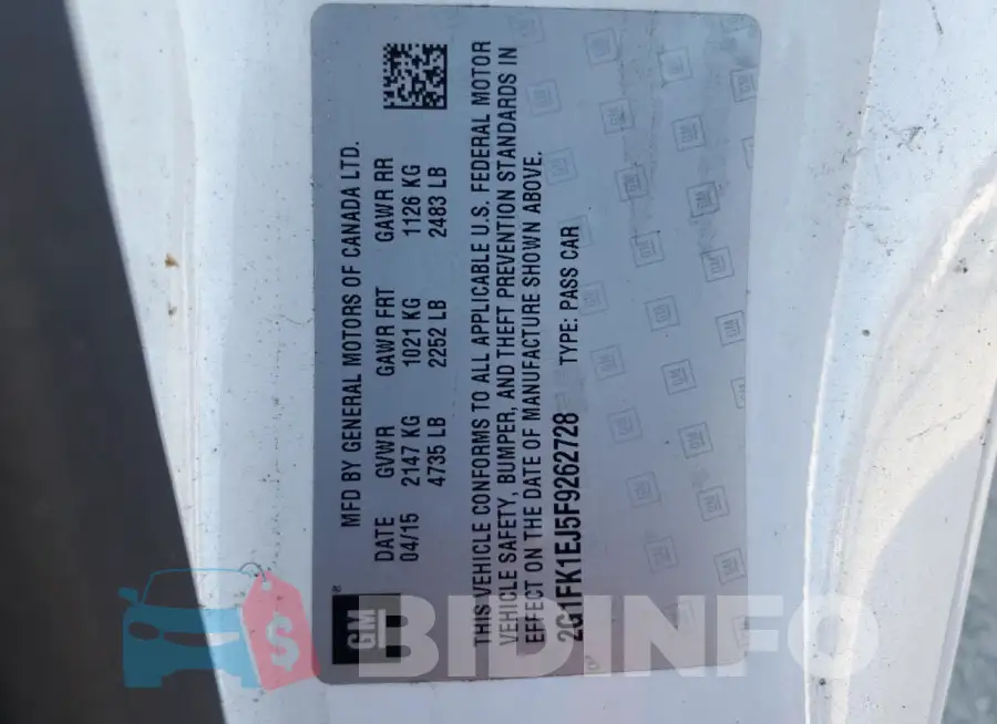 2G1FK1EJ5F9262728 Photo# 12