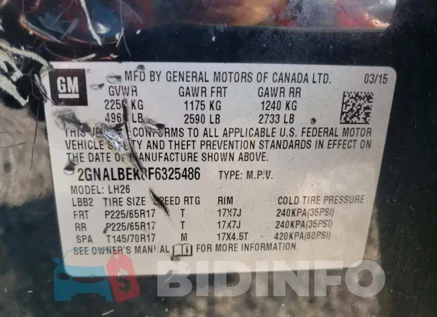 2GNALBEK8F6325486 Photo# 13