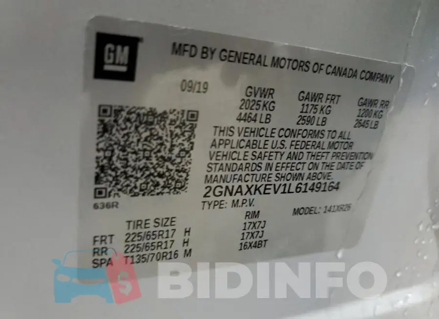 2GNAXKEV1L6149164 Photo# 13