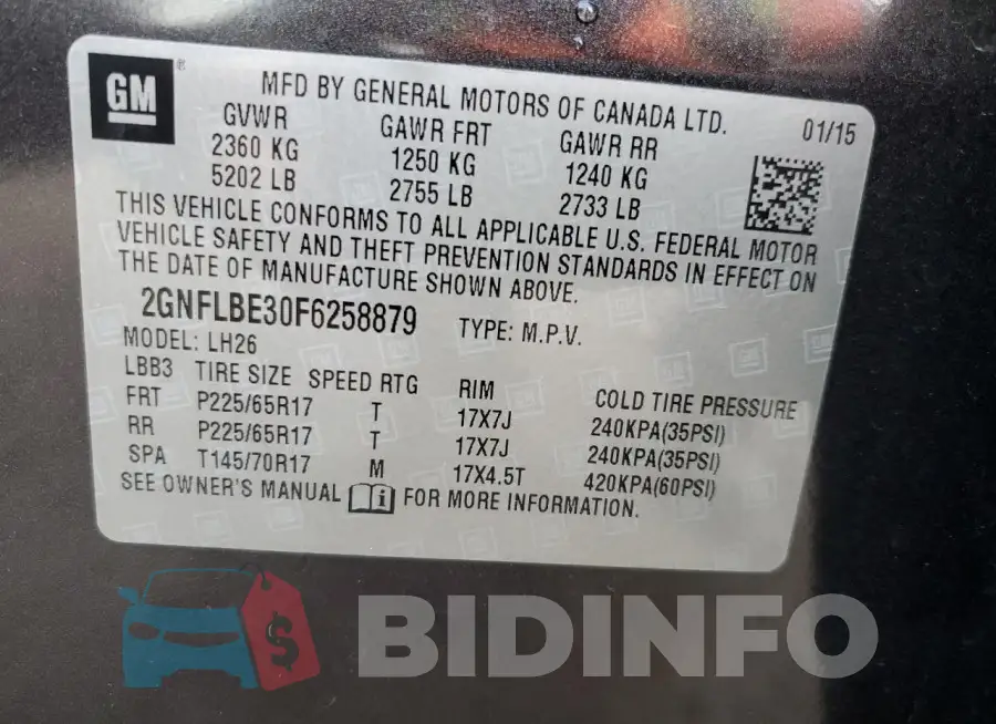 2GNFLBE30F6258879 Photo# 14