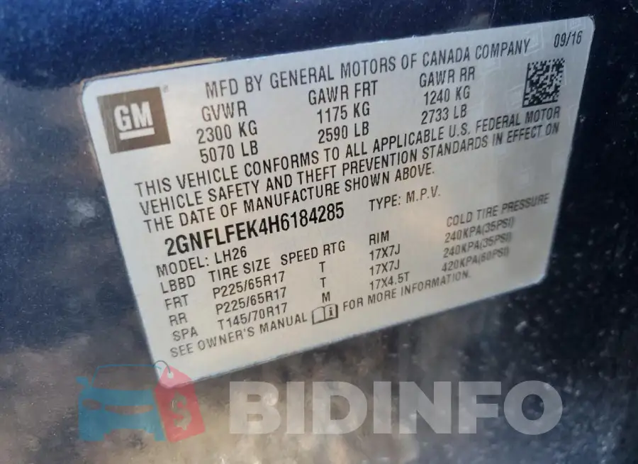 2GNFLFEK4H6184285 Photo# 13