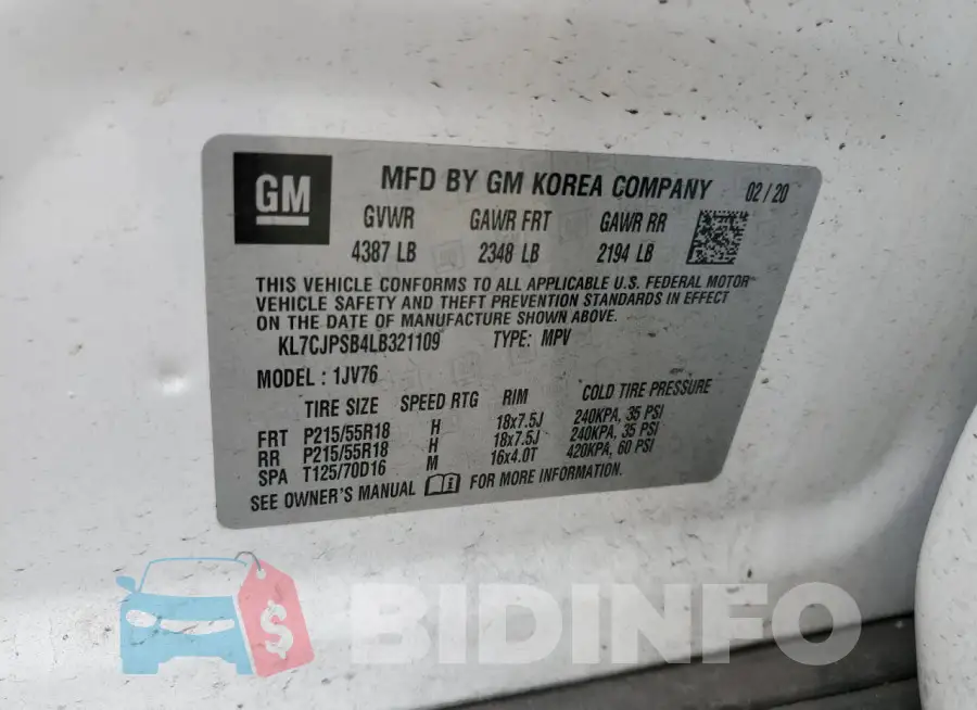 KL7CJPSB4LB321109 Photo# 13
