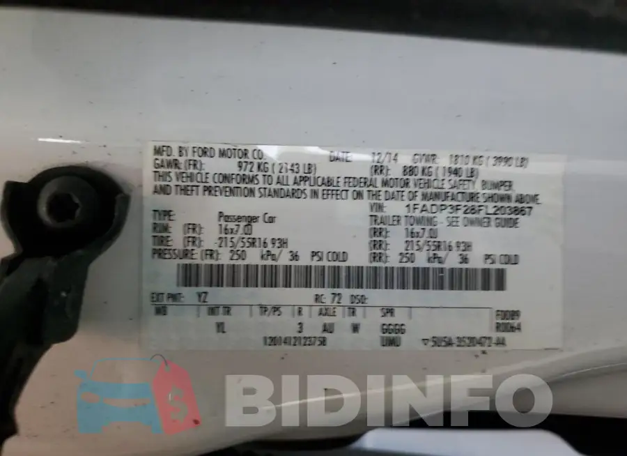 1FADP3F28FL203867 Photo# 12