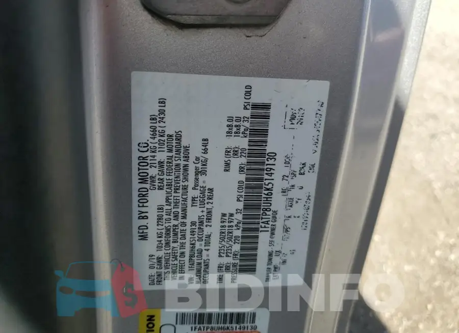1FATP8UH6K5149130 Photo# 12