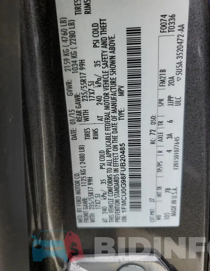 1FMCU0G98FUB20485 Photo# 13