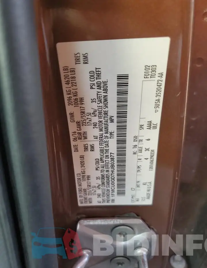 1FMCU0GD7HUB03877 Photo# 14