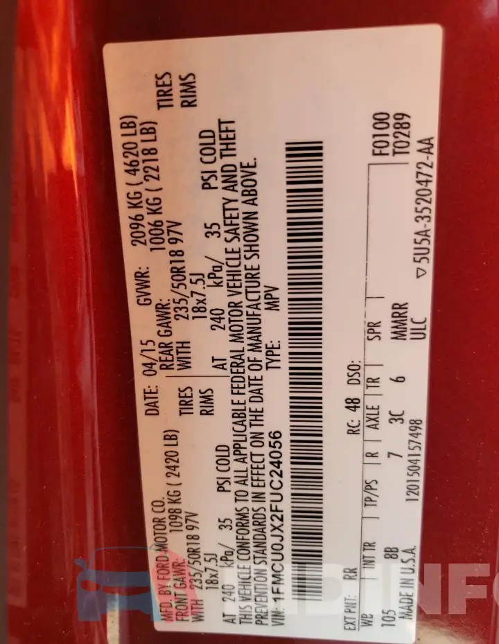 1FMCU0JX2FUC24056 Photo# 13