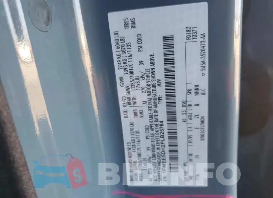 1FMEE5DH2PLB25784 Photo# 14