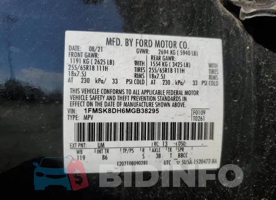 1FMSK8DH6MGB38295 Photo# 13