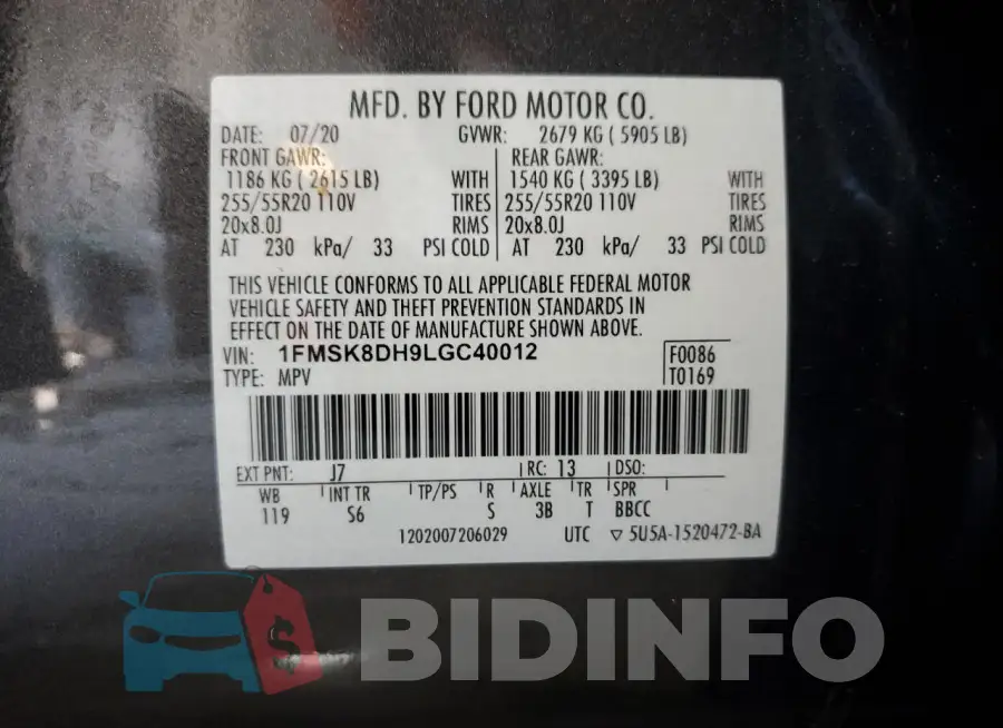 1FMSK8DH9LGC40012 Photo# 13