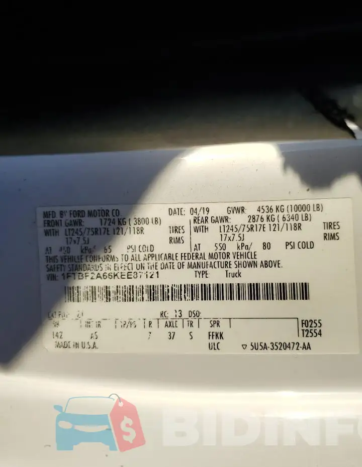 1FTBF2A66KEE87121 Photo# 12
