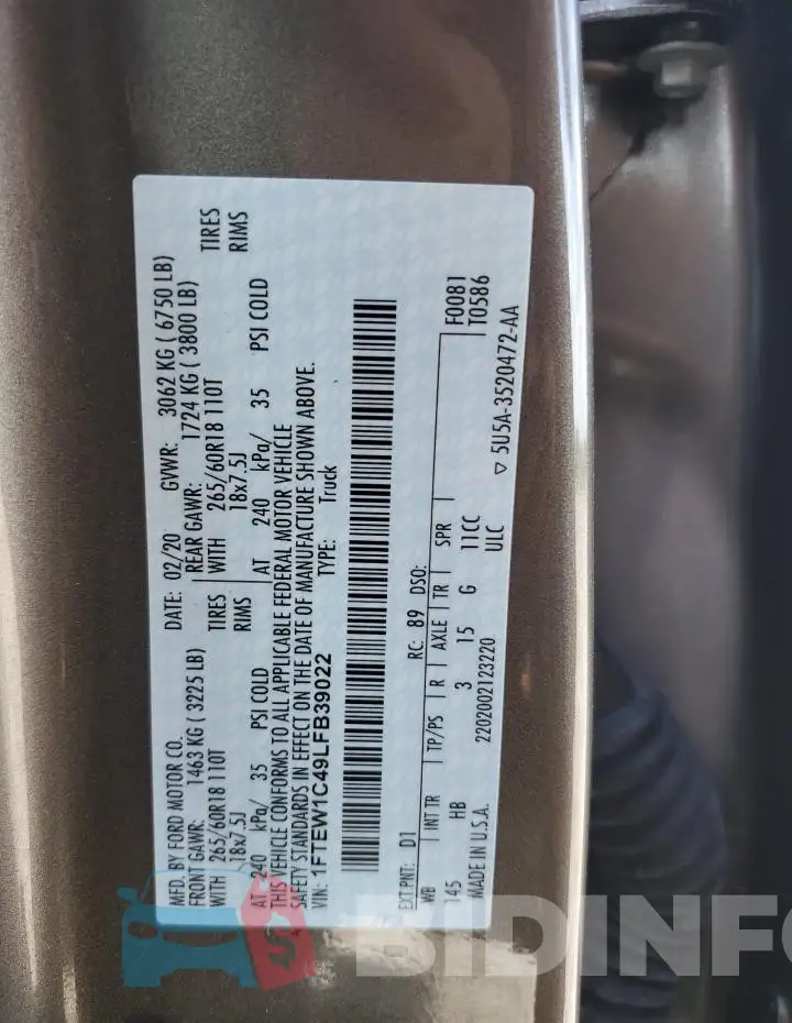 1FTEW1C49LFB39022 Photo# 12