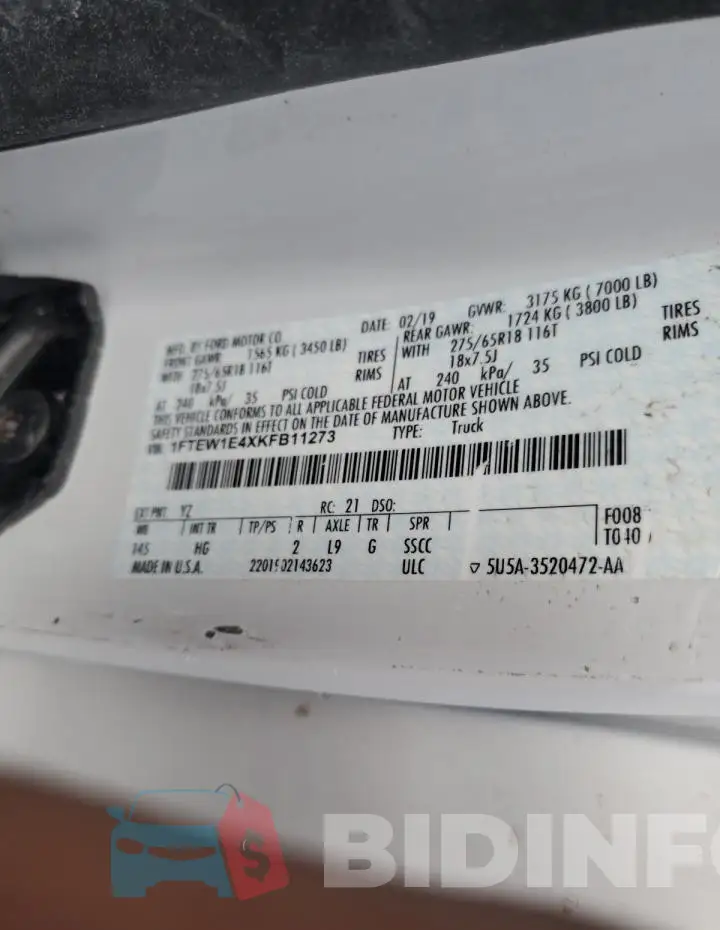 1FTEW1E4XKFB11273 Photo# 12