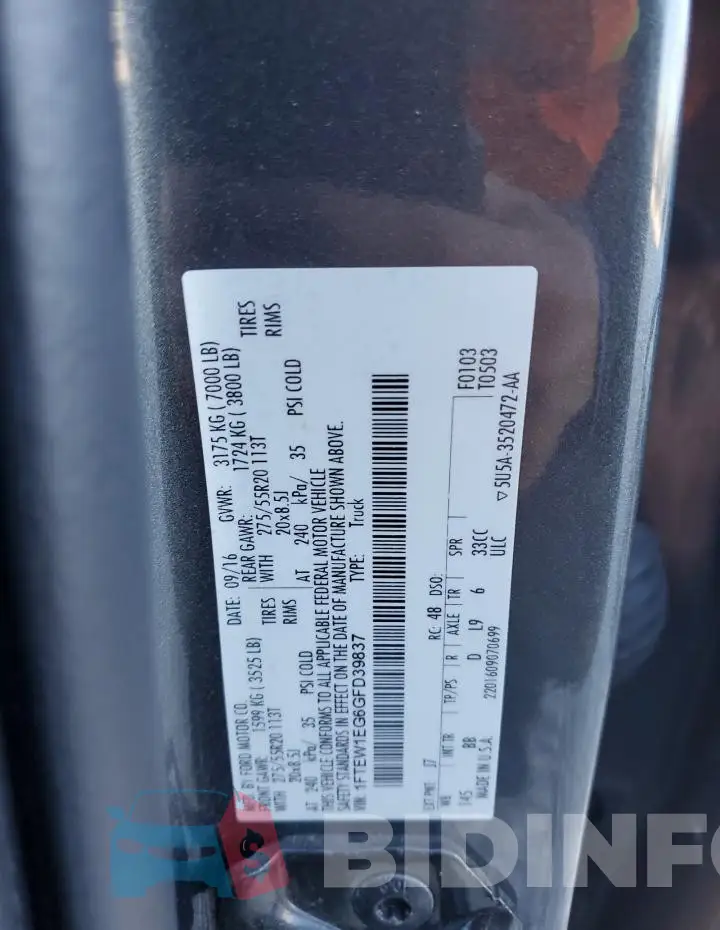1FTEW1EG6GFD39837 Photo# 12
