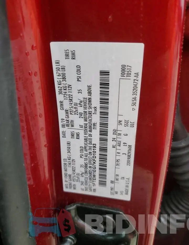 1FTEW1EG7KFD10193 Photo# 13