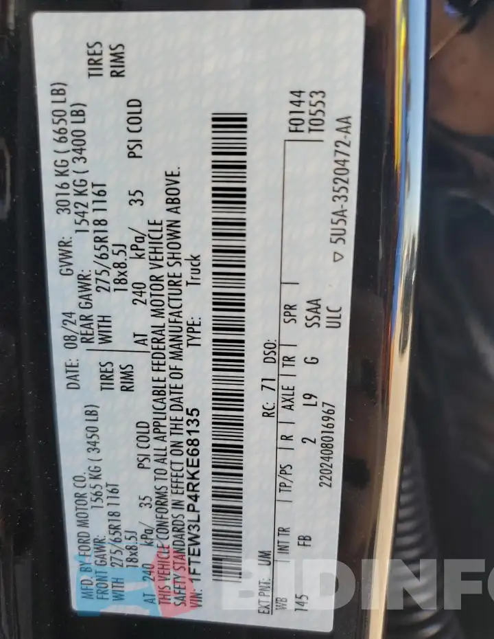 1FTEW3LP4RKE68135 Photo# 12