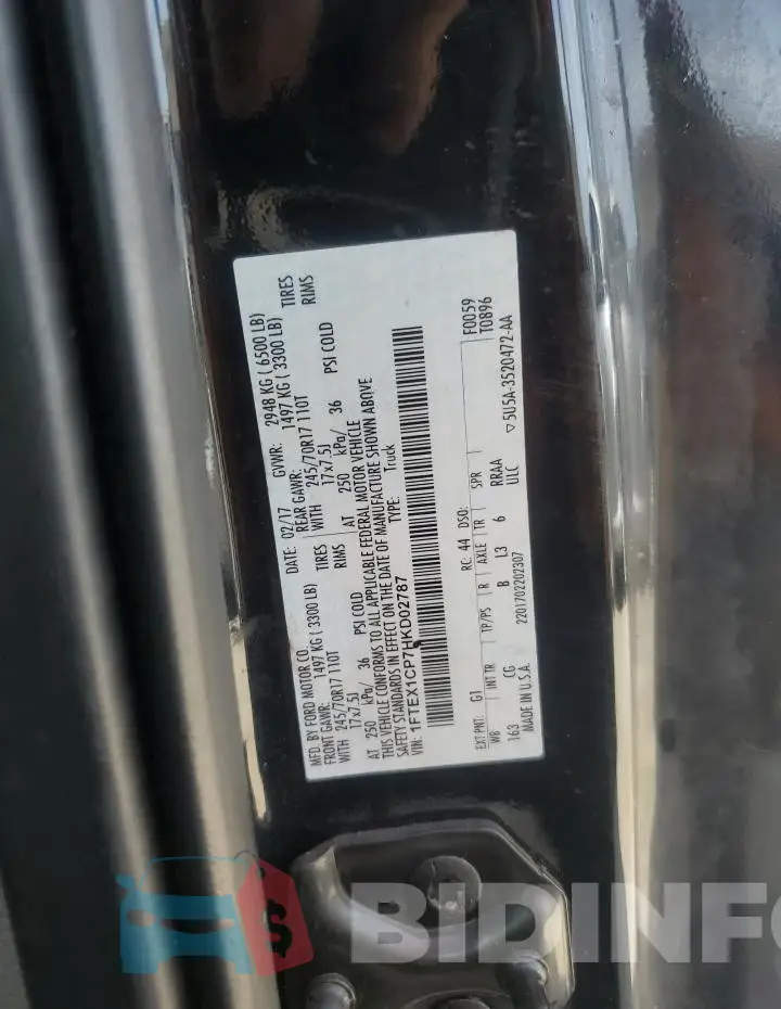 1FTEX1CP7HKD02787 Photo# 12