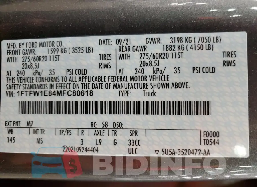1FTFW1E84MFC80618 Photo# 13