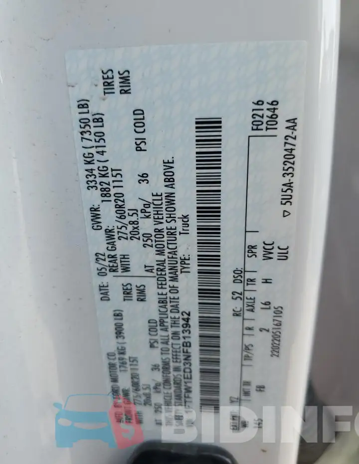 1FTFW1ED3NFB13942 Photo# 13